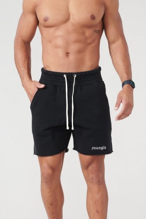 Men's YoungLA 110 San Diego Terry Shorts Black | 978-BELFCU