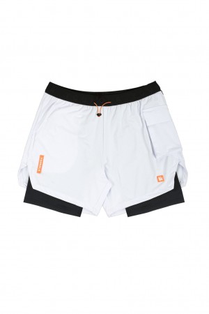 Men's YoungLA 121 Performance Line Compression Shorts White | 485-NBYWFM