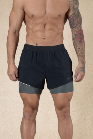 Men's YoungLA 124 - 6am Compression Shorts Black | 756-ZGPASH