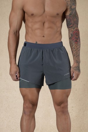 Men's YoungLA 124 - 6am Compression Shorts Grey | 081-RFSTIV