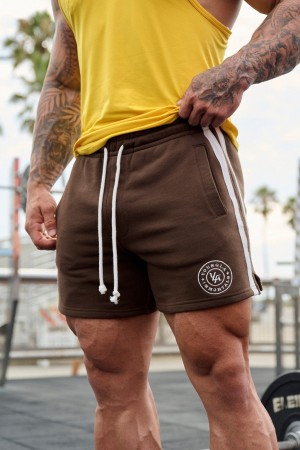 Men's YoungLA 137 - Golden Era Bodybuilding Shorts Brown | 749-JICWTA