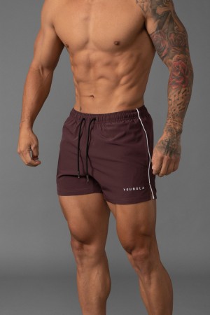 Men's YoungLA 143 Short Short Swim Shorts Burgundy | 091-EMTGOA