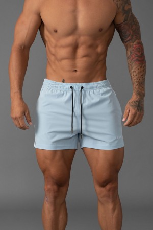 Men's YoungLA 143 Short Short Swim Shorts Blue | 659-MJVQKP