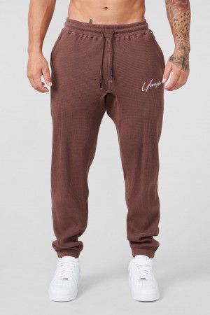 Men's YoungLA 207 Cozy Thermal Jogger Chocolate | 638-SYBUDH