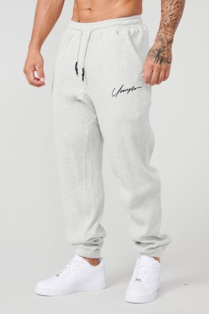 Men's YoungLA 207 Cozy Thermal Jogger Cream | 635-EUYRFI