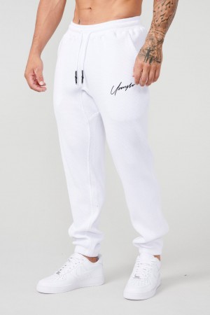 Men's YoungLA 207 Cozy Thermal Jogger White | 309-ELBPFR