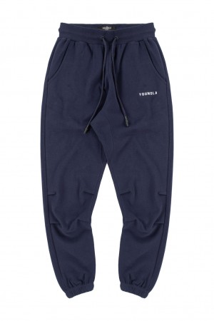 Men's YoungLA 210 Kick-Back Jogger Navy | 452-XRMAHY