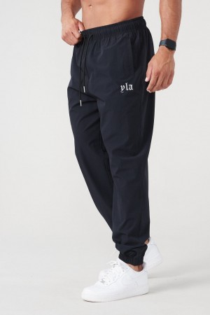 Men's YoungLA 214 Effortless Nylon Jogger Black | 847-ERHSIZ