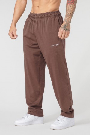 Men's YoungLA 215 No Cuff Pump Covers Pants Chocolate | 891-ZFSQTY