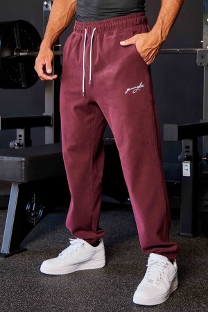 Men's YoungLA 219 Chill Cloud Jogger Burgundy | 387-YOHBJG