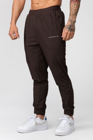 Men's YoungLA 237 Nylon Training Jogger Dark Chocolate | 074-TQJDHY