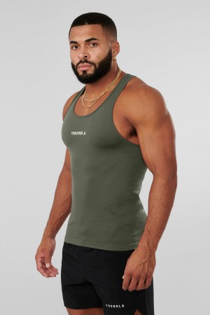 Men's YoungLA 302 Supervillain Stringers Tanks Green | 468-LYJEFV