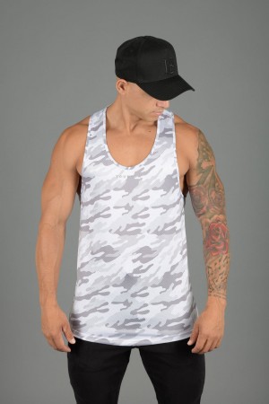 Men's YoungLA 305 Performance Line Tanks Camo White | 509-LHCFNI