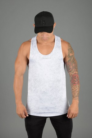 Men's YoungLA 305 Performance Line Tanks White | 872-UHIWTX