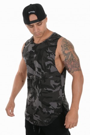 Men's YoungLA 308 Muscle Tanks Black | 695-OQIZSF