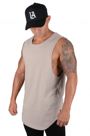 Men's YoungLA 308 Muscle Tanks Grey | 714-FQVRJK