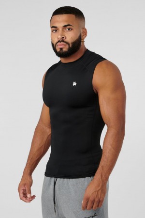 Men's YoungLA 315 - Stealth Compression Cut-Offs Tanks Black | 856-IJYMDF