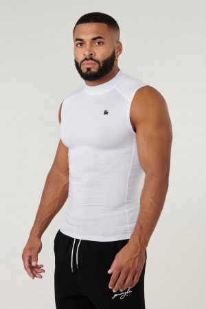 Men's YoungLA 315 - Stealth Compression Cut-Offs Tanks White | 268-BVMTWJ