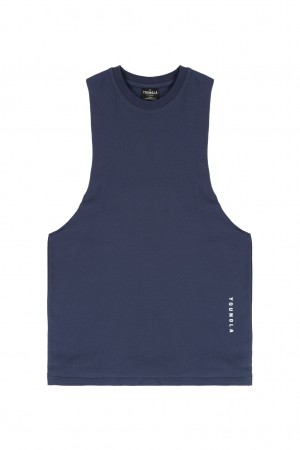 Men's YoungLA 317 Delt Tanks Blue | 813-TEHCPM