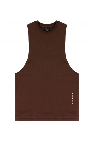 Men's YoungLA 317 Delt Tanks Brown | 784-OZSJPT