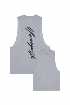 Men's YoungLA 323 Autograph Delt Tanks Grey | 934-LPMGQD