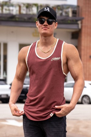 Men's YoungLA 324 Classics Stringer Tanks Brown | 486-QZYKJX