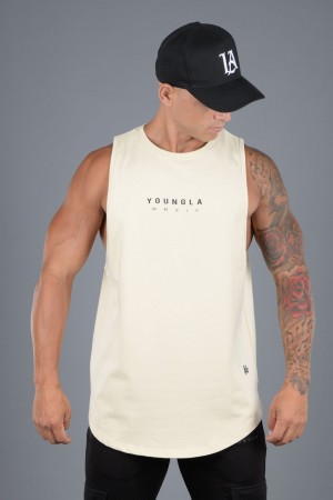 Men's YoungLA 326 Elemental Tanks Cream | 456-FUJGVA