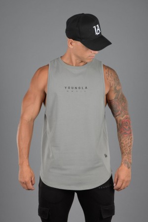 Men's YoungLA 326 Elemental Tanks Grey | 281-OCMFUI