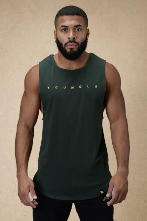 Men's YoungLA 332 Infinity Muscle Tanks Green | 581-VAIEBN