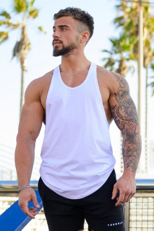 Men's YoungLA 334 New Gen Stringers 2.0 Tanks White | 492-MWXHQT