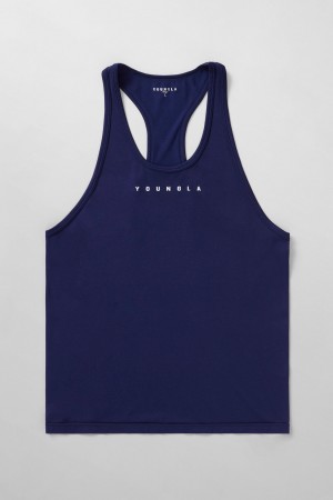 Men's YoungLA 336 Flex Fit Stringers Tanks Blue | 147-HNWQSG