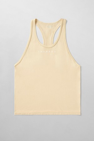 Men's YoungLA 336 Flex Fit Stringers Tanks Yellow | 571-MNHZDU