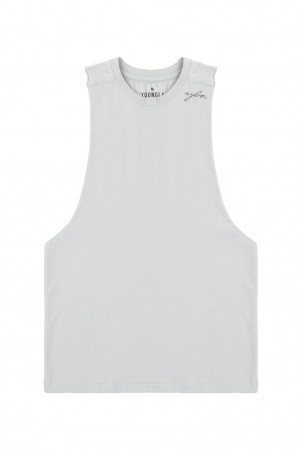 Men's YoungLA 338 Offset Delt Tanks Light Grey | 481-TLPHSW