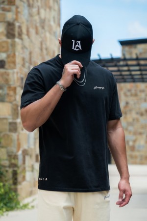 Men's YoungLA 414 Signature T Shirts Black | 371-ZFKRWJ