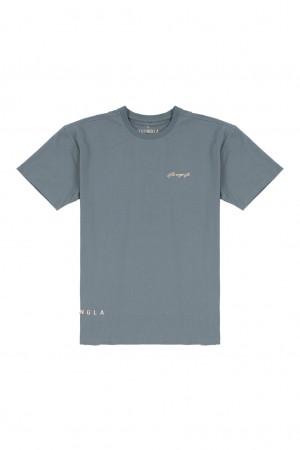 Men's YoungLA 414 Signature T Shirts Blue | 780-SRDIXH