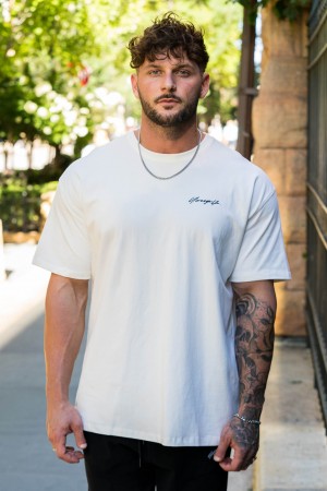 Men's YoungLA 414 Signature T Shirts White | 917-YGVLQH