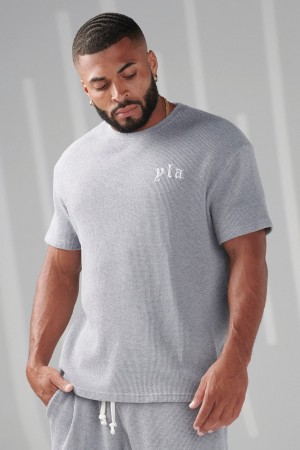 Men's YoungLA 427 Summer Waffle T Shirts Grey | 261-DCURJT