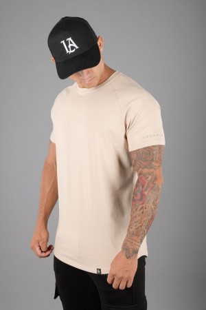 Men's YoungLA 442 Ultimate Hybrid Tee T Shirts Beige | 329-CMADRV