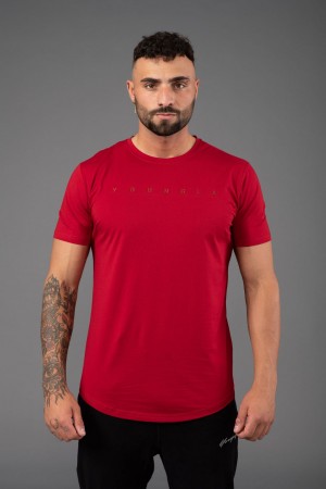 Men's YoungLA 459 Monochrome Fitted T Shirts Red | 163-JAUWKX