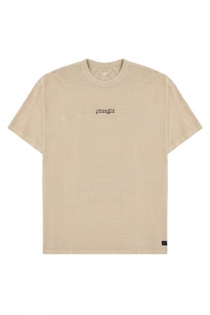 Men's YoungLA 471 Chrome T Shirts Beige | 486-RIBQHF