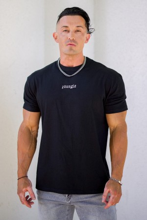 Men's YoungLA 471 Chrome T Shirts Black | 902-DIWBYU