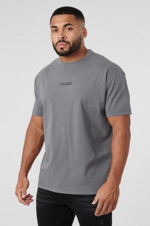 Men's YoungLA 471 Chrome T Shirts Grey | 507-VDUOXG