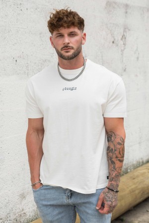 Men's YoungLA 471 Chrome T Shirts White | 017-RBMZFW