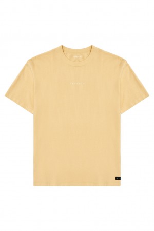 Men's YoungLA 476 - Mellow Logo T Shirts Yellow | 637-ODGSYX