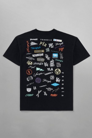 Men's YoungLA 482 - Wall of Fame T Shirts Black | 283-PORDBE