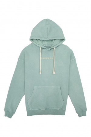 Men's YoungLA 513 Skylines Hoodie Green | 136-EWPHNX