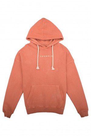 Men's YoungLA 513 Skylines Hoodie Orange | 702-UGTLHV