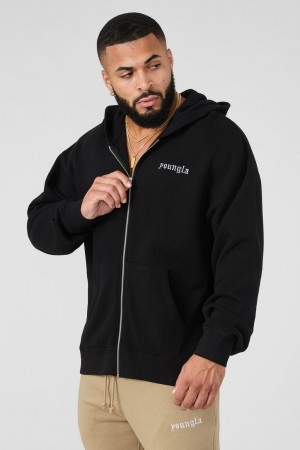 Men's YoungLA 539 Earthy Collection -s Hoodie Black | 957-CKUHPS