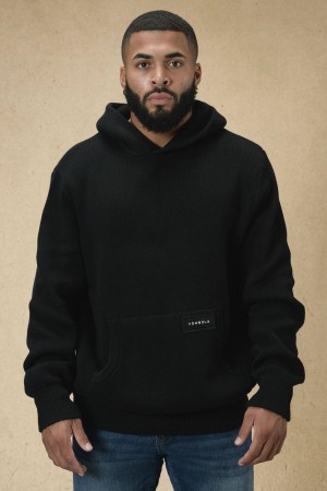 Men's YoungLA 547 Mojave Knitteds Hoodie Black | 763-YCWMIN