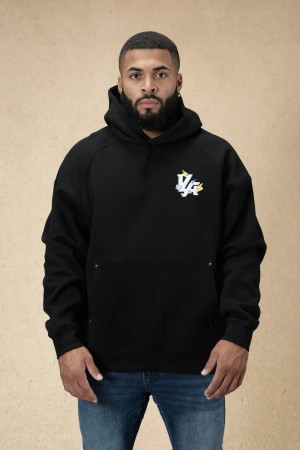 Men's YoungLA 560 Trippy Logos Hoodie Black | 803-QJZYNV